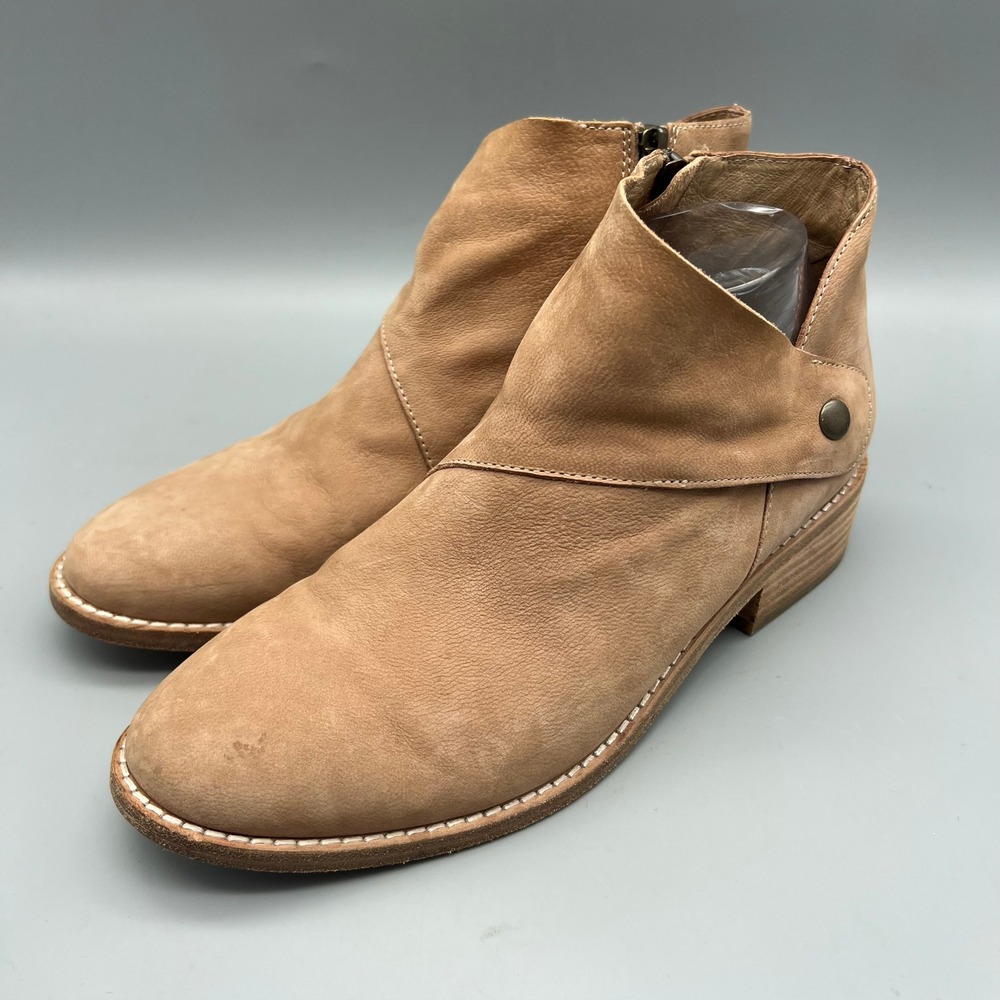 Eileen Fisher Ankle Booties Womens 8.5 Brown Leather Suede Side Zip EUC